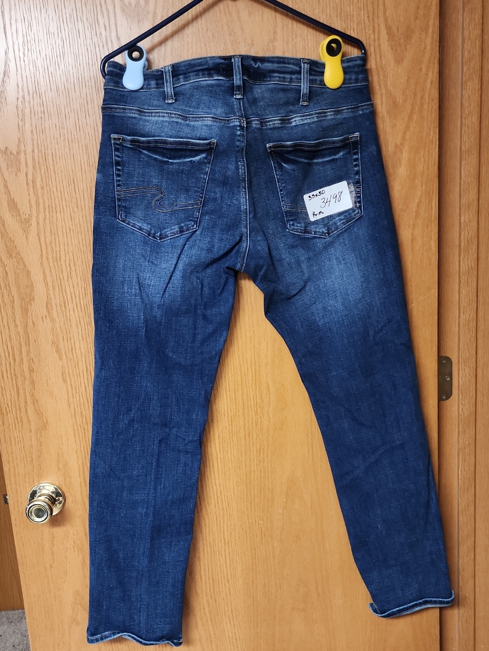 Silver  Allen Jeans Navy and Light Blue Denim Jeans mens 33x30 number 3498